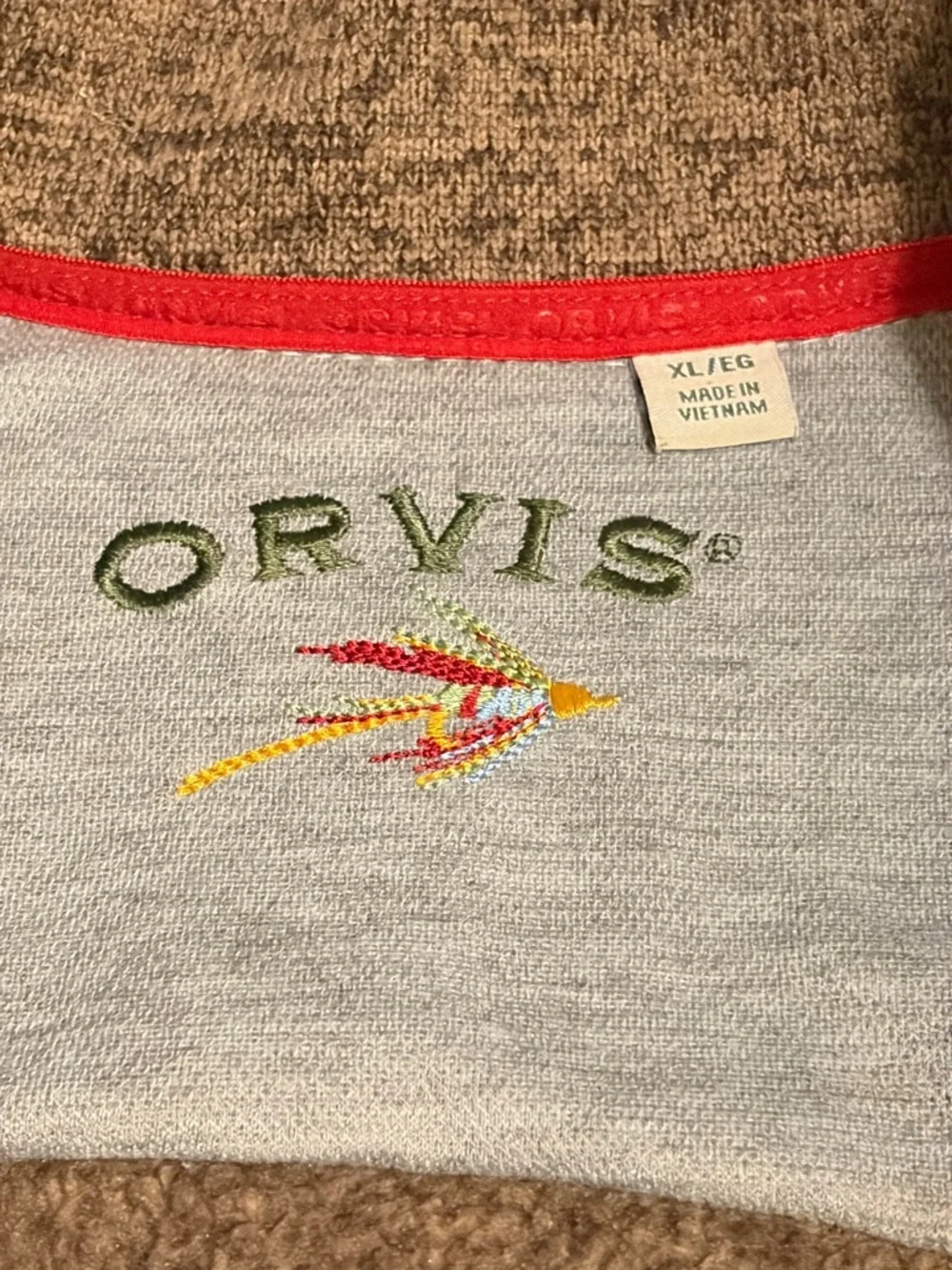 Orvis Brown Denali Sweater Fleece Vest Full Zip XL
